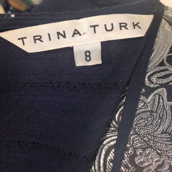 Trina Turk Navy Fringe Dress 👗 and Adjustable Slip. Perfectly designed set. 8 - Picture 8 of 14